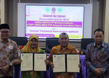 FISIP UMSU, MPKS PP Muhammadiyah, Rektor UMSU, dan MKS PW Aisyiyah Sumut Tanda Tangan MoU Tata Kelola Panti Asuhan