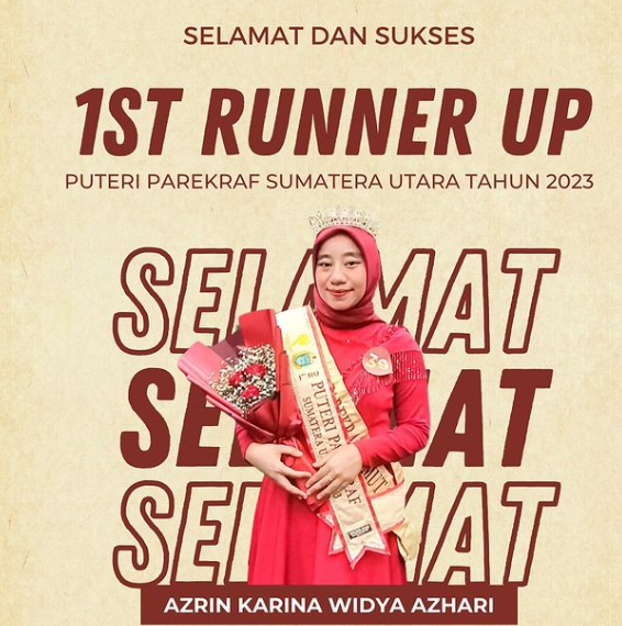 Mahasiswi Ilmu Komunikasi FISIP UMSU 1st Runner Up Puteri Parekraf Sumatera Utara Tahun 2023